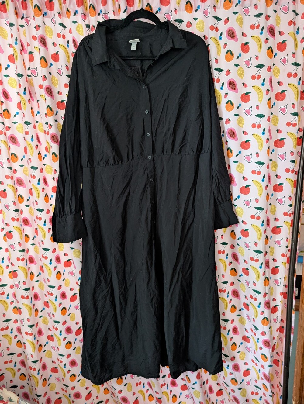 a new day Black Long-Sleeve Button-Front Shirt Dress